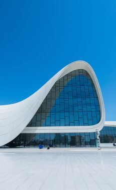 Admire the curves and collections of the Heydar Aliyev Centre